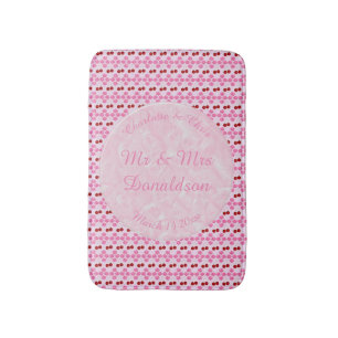 Pink Spring Wedding Cherry blossom and cherries Bath Mat
