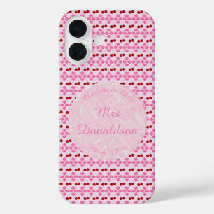 Pink Spring Wedding Cherry blossom and cherries iPhone 16 Case