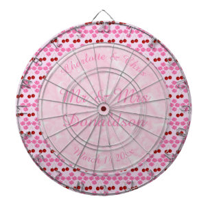 Pink Spring Wedding Cherry blossom and cherries Dartboard