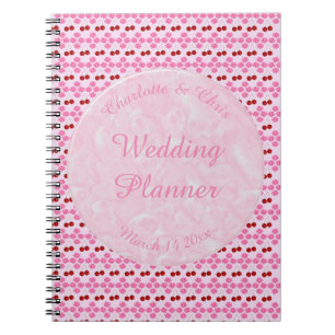 Pink Spring Wedding Cherry blossom and cherries Notebook