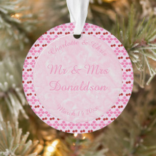 Pink Spring Wedding Cherry blossom and cherries Ornament