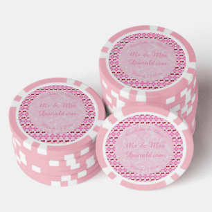 Pink Spring Wedding Cherry blossom and cherries Poker Chips