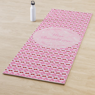 Pink Spring Wedding Cherry blossom and cherries Yoga Mat