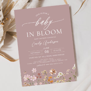 Pink Spring Wildflower Baby in Bloom Baby Shower Invitation