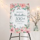 Pink Springtime Floral Greenery 100th Birthday Foa