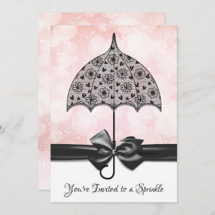 Pink Sprinkle Baby Shower Black Lace Umbrella Invitation