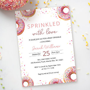 Pink Sprinkle Donut Baby Shower Invitation