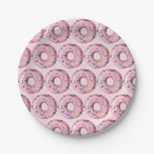 Pink Sprinkle Donut Shop Paper Plate