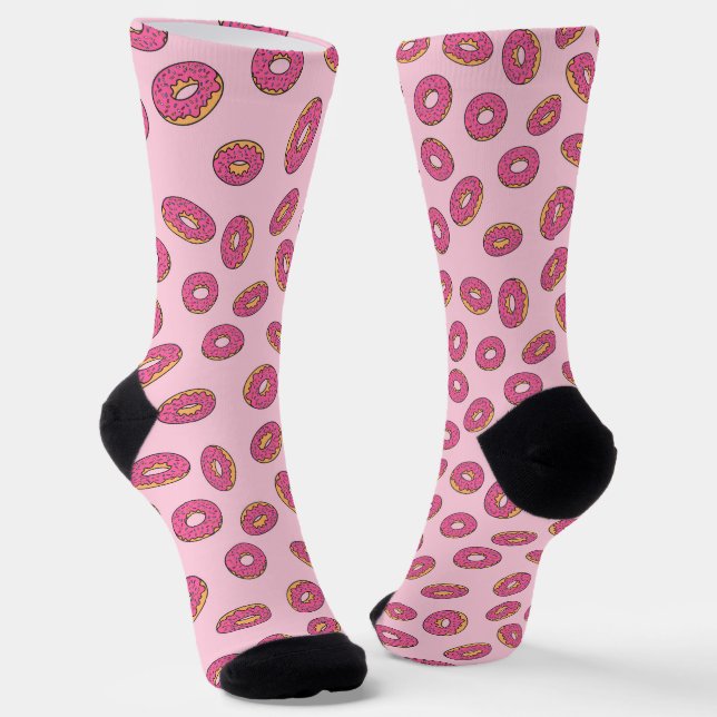 Pink Sprinkle Doughnut Pattern Socks (Angled)
