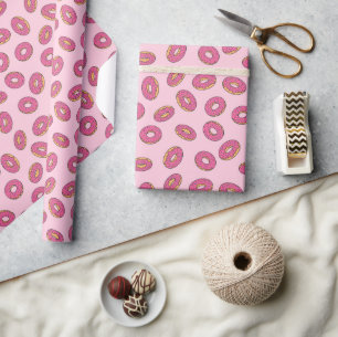 Pink Sprinkle Doughnut Pattern Wrapping Paper