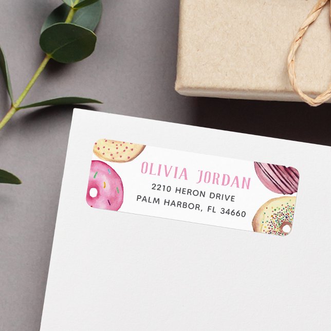 Pink Sprinkle Doughnut Return Address (Creator Uploaded)