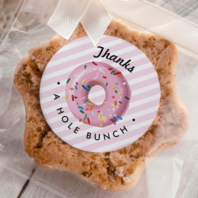 Pink Sprinkle Doughnut Thanks a Hole Bunch Classic Round Sticker (Creator Uploaded)