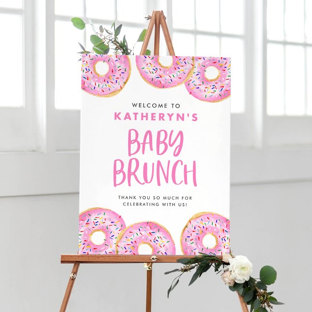Pink Sprinkle Doughnuts Baby Brunch Welcome Poster (Creator Uploaded)