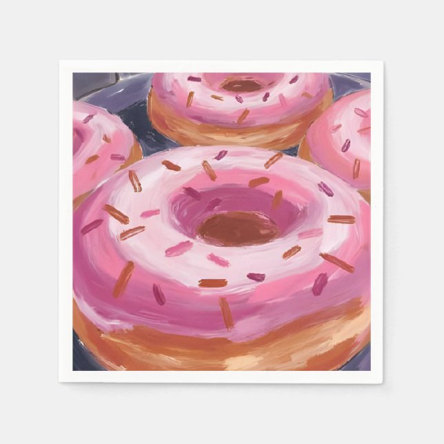 Pink Sprinkle Doughnuts Baking Pastry Napkin (Front)