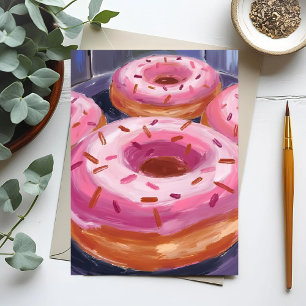Pink Sprinkle Doughnuts Baking Pastry Postcard