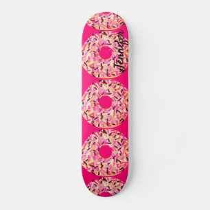 Pink Sprinkle Doughnuts Girls Hot Pink Custom Skateboard