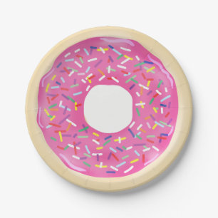 Pink Sprinkle Doughnuts Modern Birthday Party Paper Plate