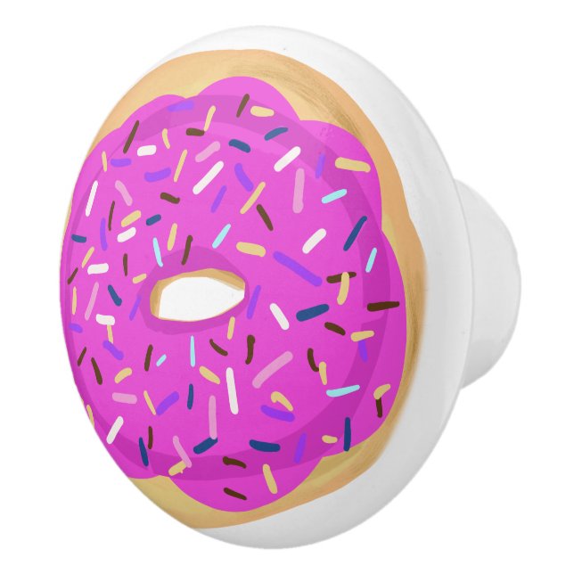 Pink Sprinkled Frosted Doughnut Ceramic Knob (Right)