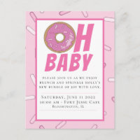 Pink Sprinkles Baby Shower Postcard Invitation