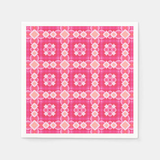 Pink square abstract floral baby girl pattern napkin