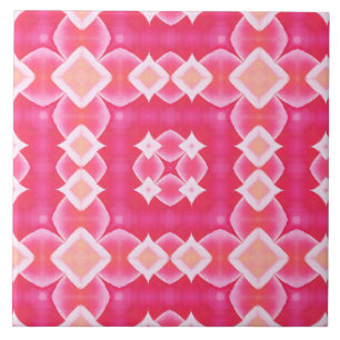 Pink square abstract floral baby girl pattern tile