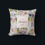 Pink Square Family Photo Collage Pillow<br><div class="desc">Display your families best memories with this modern and elegant eight photo collage pillow. Personalise with your favourite photos. This will also be perfect for as a wedding photo collage and baby photo collage.</div>