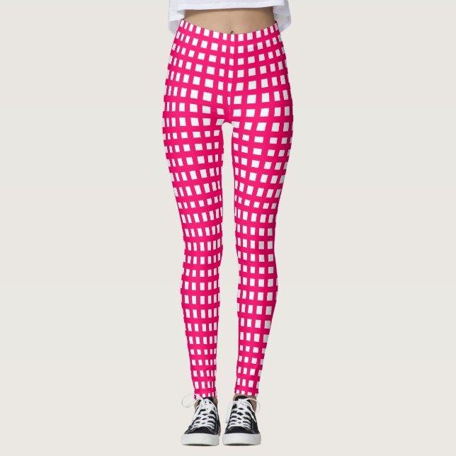 Pink square mesh grid  leggings (Front)