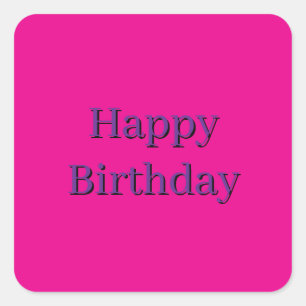 Pink Square Sticker - Happy Birthday