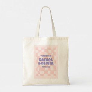Pink Square Wedding Tote Bag