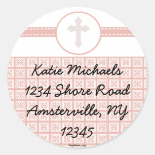 Pink Squares Cross Sticker