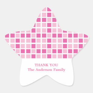 Pink Squares Pattern Star Sticker
