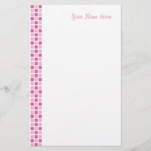 Pink Squares Pattern Stationery