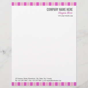 Pink Squares Personalized Letterhead