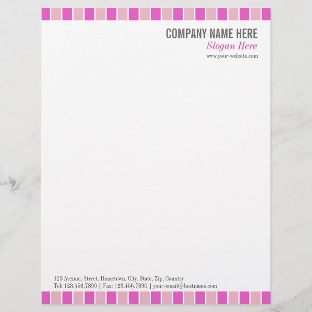 Pink Squares Personalized Letterhead (Front)