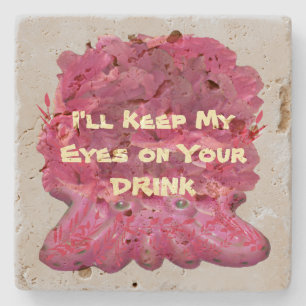 Pink Squid Funny Stone Coaster
