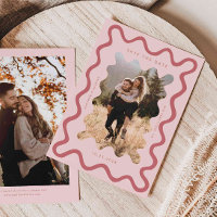 Pink Squiggly Wavy Frame Wedding