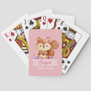 Pink Squirrel Kids Personalised Playing Cards