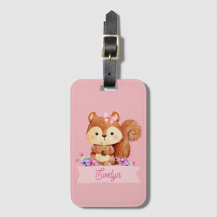 Pink Squirrel Personalised Luggage Tag