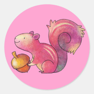 Pink squirrel Small Stickers