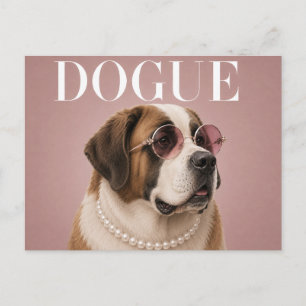 Pink St Bernard Dog Covergirl Postcard