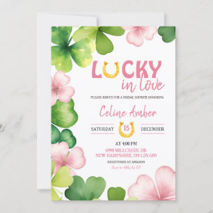 Pink St Patrick Lucky In Love Bridal Shower Invitation