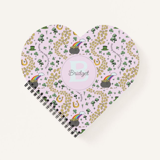 Pink St Patricks Day Heart Notebook (Front)