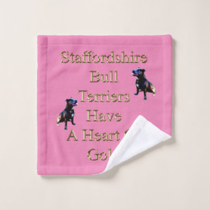 Pink Staffordshire Bull Terrier Design, Wash Cloth