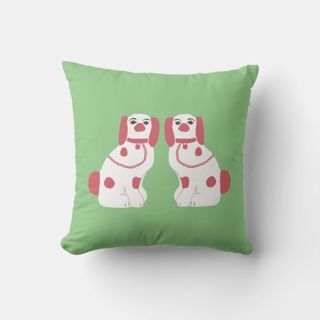 Pink Staffordshire Dogs Cushion (Front)