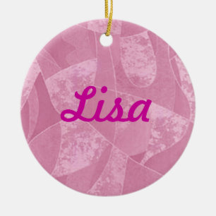 Pink Stain Glass Name Ornament