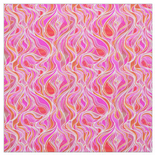 Pink Stained Glass Abstract Fabric