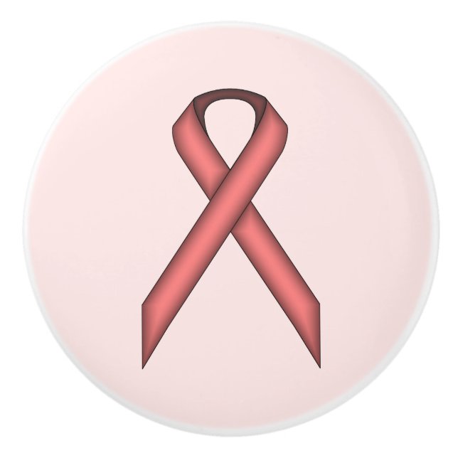 Pink Standard Ribbon by Kenneth Yoncich Ceramic Knob (Front)