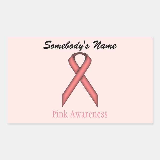 Pink Standard Ribbon by Kenneth Yoncich Rectangular Sticker (Front)