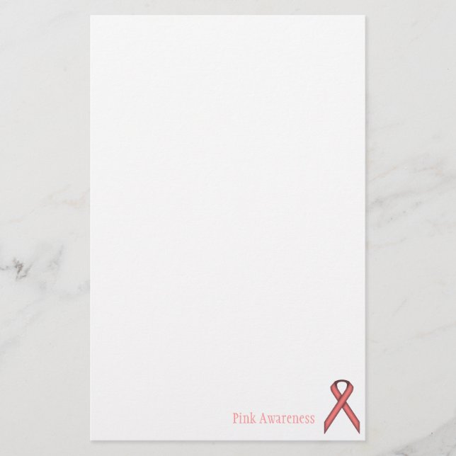 Pink Standard Ribbon by Kenneth Yoncich Stationery (Front)