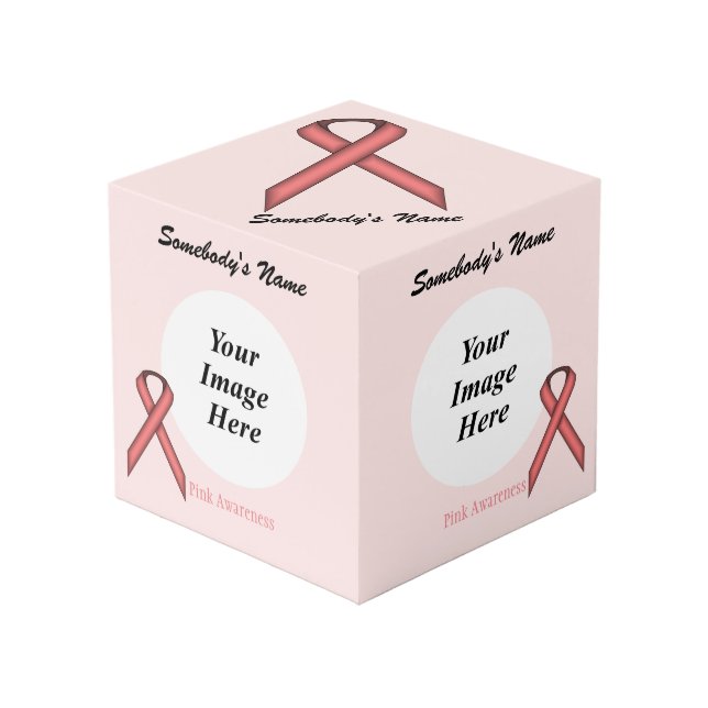 Pink Standard Ribbon Template by Kenneth Yoncich Cube (Front Angled)